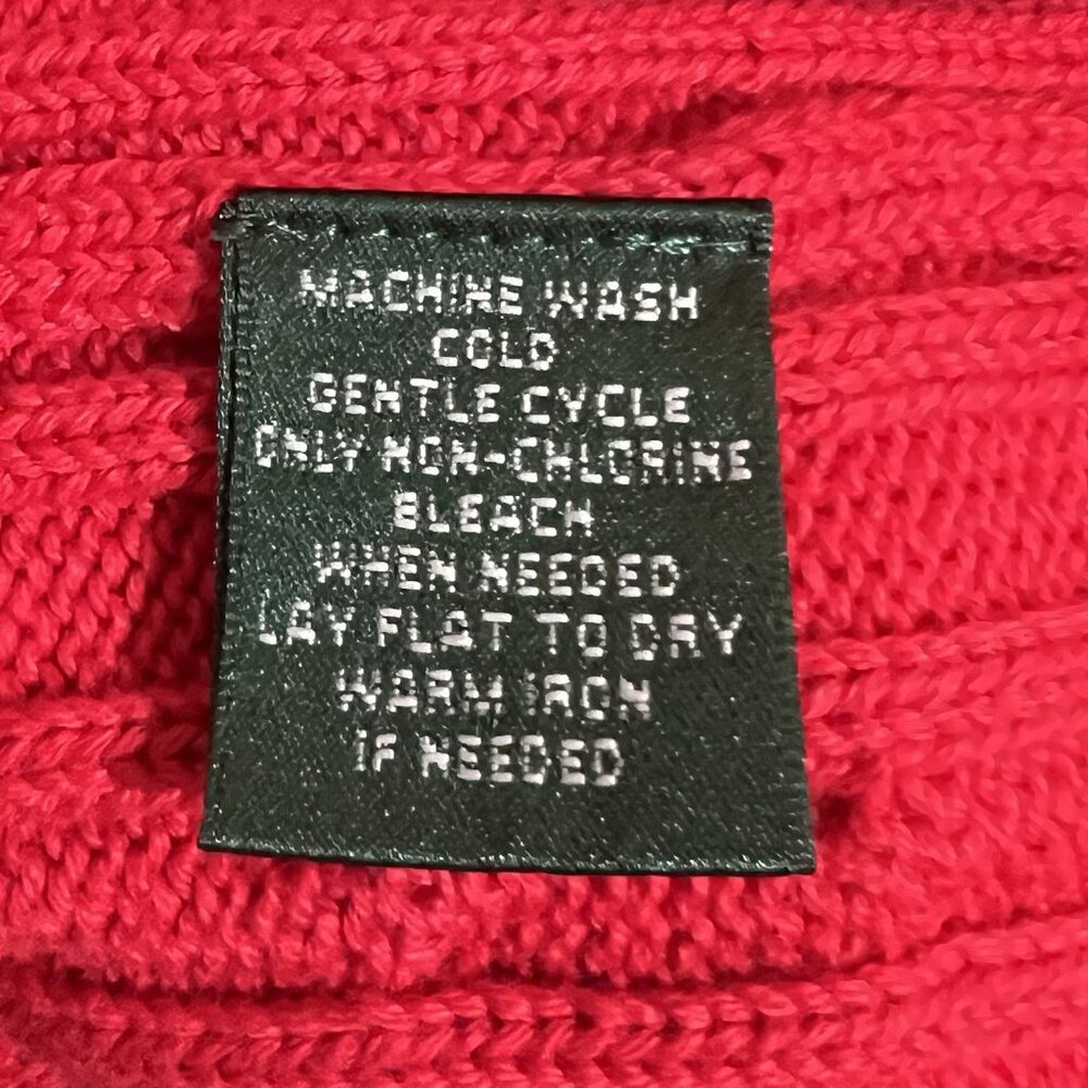 Ralph Lauren Women Sweater Cardigan Cable Knit Large Petite Red Christmas - Picture 13 of 13